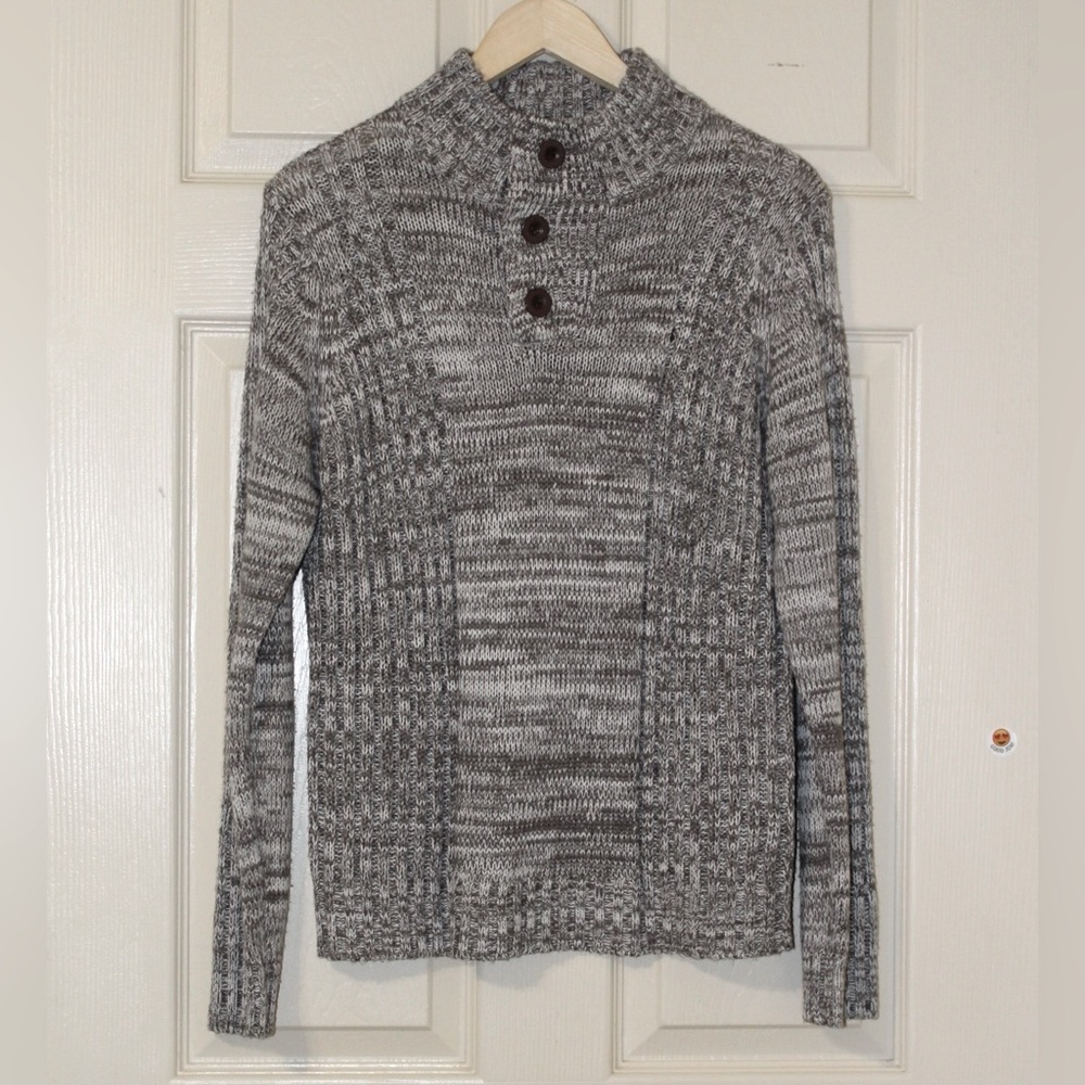 LEVEL EIGHT Men’s Premium High Collar Sweater Offwhite Medium Grey